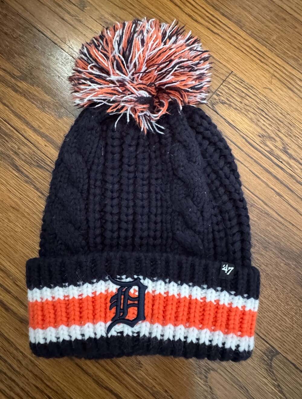 '47 Detroit Tigers Women's Ashfield Cuffed Knit Hat with Pom Navy